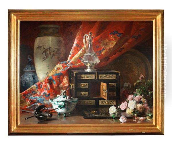 Still Life Of Flowers, Cabinet And Crystal Ewer - view 1