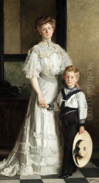 Portrait Of A Woman And Her Son In A Sailor Suit - view 1