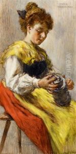 Junge Frau Mit Krug by Theodor Josef Ethofer
