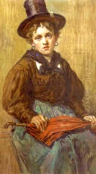 Portrait Of A Woman With An Umbrella - view 1