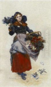 Blumenverkauferin by Theodor Josef Ethofer