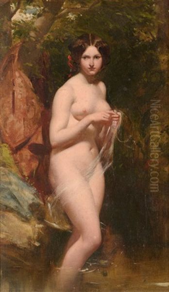 Bather In A Woodland Pool - view 1