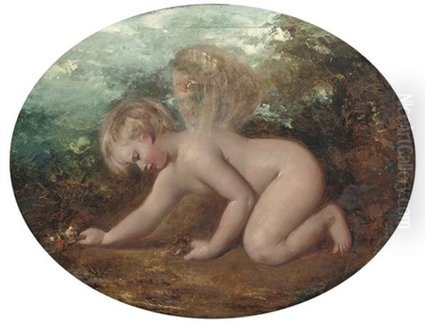 A Putto Collecting Flowers - view 1