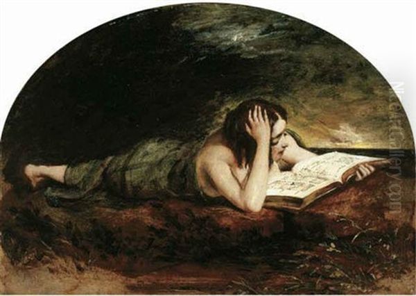 Study Of A Girl Reading A Book, Lying By The Sea - view 1