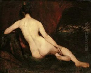 Female Nude, Seen From Behind, Reclining In A Landscape