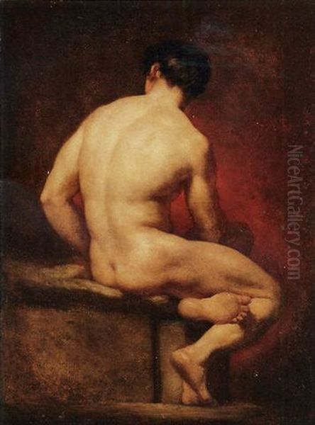 Male Nude From Behind, Seated - view 1