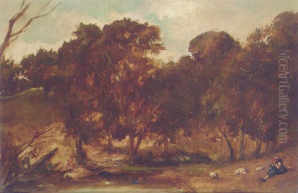 A Shepherd In A Wooded Landscape - view 1