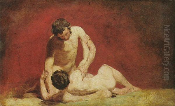 Two Men Wrestling - view 1