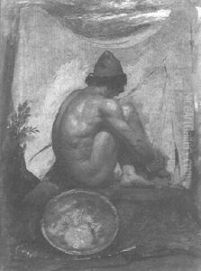 A Crouched Male Nude by William Etty