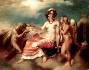 Psyche And Cupid With Venus by William Etty