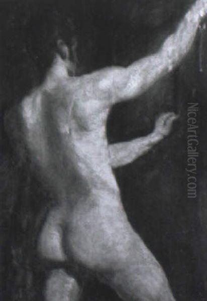 A Three-quarter Length Study Of A Male Nude From Behind - view 1