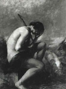 Male Nude Seated On A Rock
