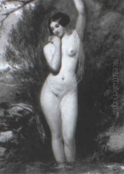 Girl Bathing In A Pool - view 1