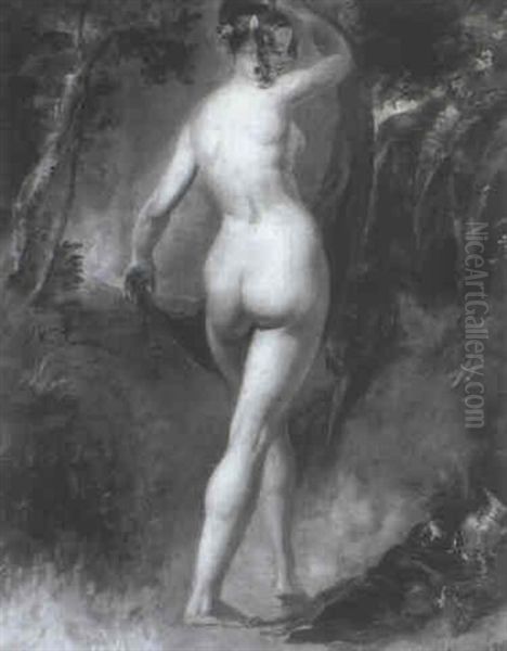 A Female Nude Dancing In A Woodland Landscape - view 1