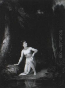 A Female Bather At A Forest Pool