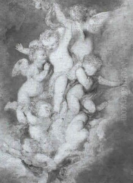 Putti Ascending In A Cloud - view 1