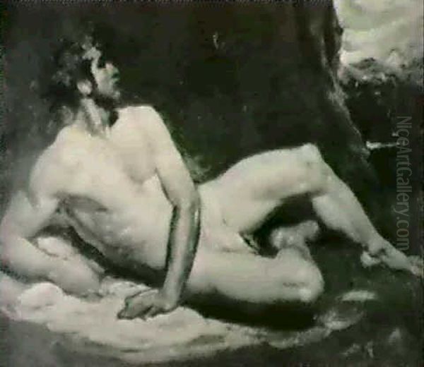 Reclining Male Nude With Laurel Wreath - view 1