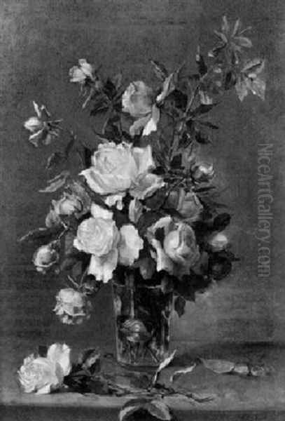 Stilleben Mit Rosen In Kleiner Glasvase - view 1