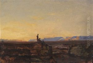 Agyptische Landschaft Im Sonnenuntergang by Charles-Francois Eustache