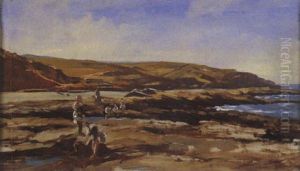 Personnages Dans Un Paysage Desertique De L'afrique Du Nord by Charles-Francois Eustache