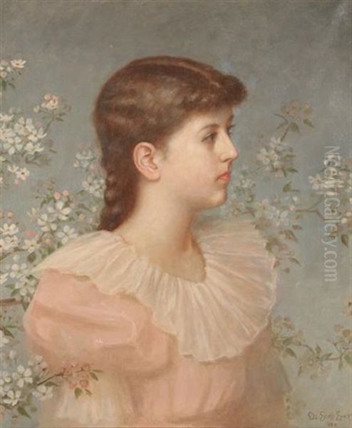 Portrait Of A Young Girl Surrounded By Flowers - view 1