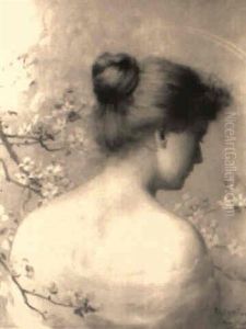 Portrait Of Beauty In Spring by De Scott Evans