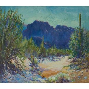 Desert Landscape With Mountains by Jessie Benton Evans