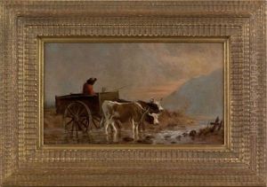 Landscape With Wagon And Oxen by Joseph Evans