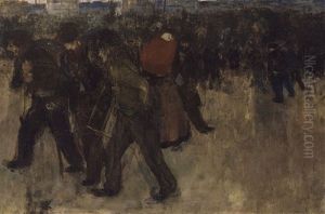 Ouvriers Revenant Du Travail Au Crepuscule by Henri Evenepoel