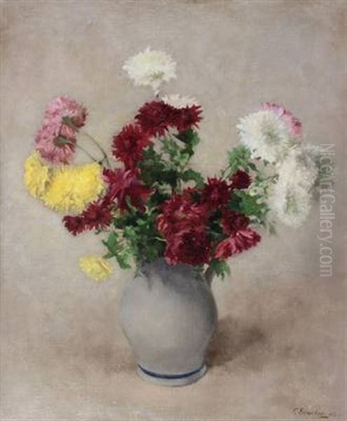 Still Life With Chrysanthemums In A Vase - view 1