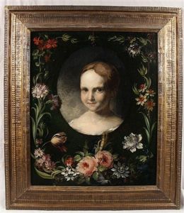 Child's Portrait With Floral Border
