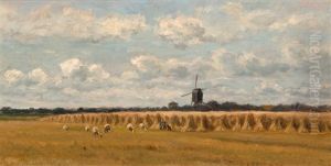 Workers With Sheep In The Field by Adrianus van Everdingen