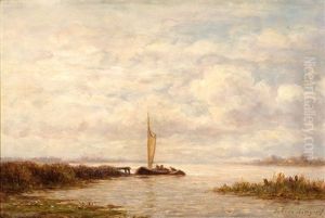 Two Boats On A Lake by Adrianus van Everdingen