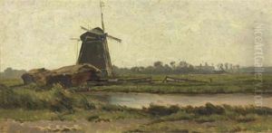 A Polder Landscape At Dawn by Adrianus van Everdingen