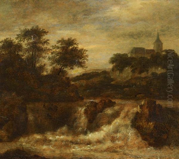 Mountain Landscape With Waterfall - view 1