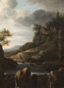 Landscape With Bridge And Unsigned Landscape With Bridge And Unsigned