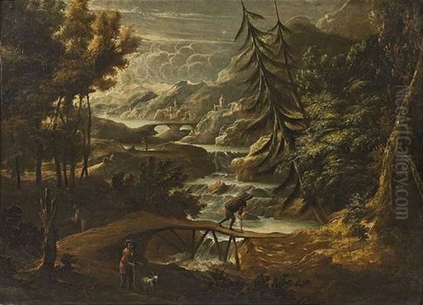 Weite Flusslandschaft Mit Figurenstaffage - view 1