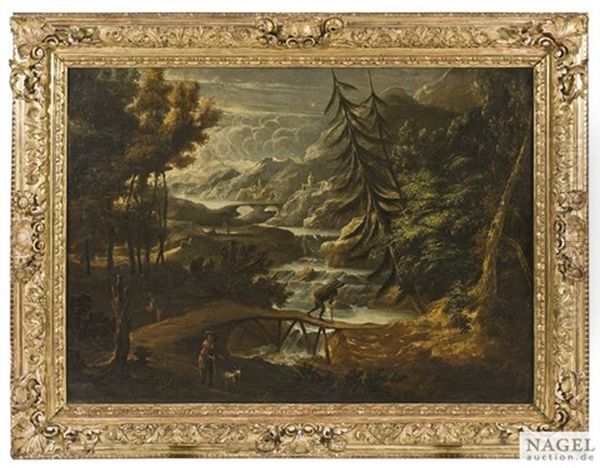 Weite Flusslandschaft Mit Figurenstaffage - view 1