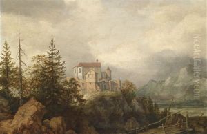 Gebirgslandschaft Mit Hochgelegener Burg by Allaert van Everdingen