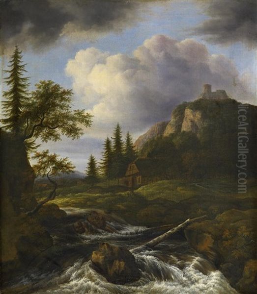 Gebirgslandschaft Mit Reisendem Fluss - view 1