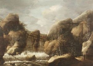 Gebirgslandschaft Mit Wasserfall by Allaert van Everdingen