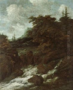 Ein Sturzbach In Gebirgiger Landschaft Ein Sturzbach In Gebirgiger Landschaft