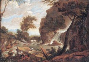 Romantisk Landskab Med Brusende Elv by Allaert van Everdingen