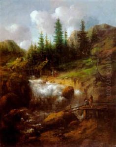 Landschaft Mit Wasserfall Im Skandinavischen Hochland by Allaert van Everdingen