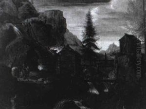 Norwegische Gebirgslandschaft Mit S,gemuhle by Allaert van Everdingen