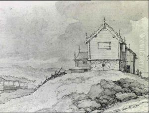 A Norwegian Landscape With Farm Buildings On A Rise by Allaert van Everdingen