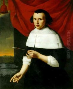 Portrait Of A Lady (eilzabeth Cromwell?) In Black Dress With White Collar by Cesar Boetius van Everdingen