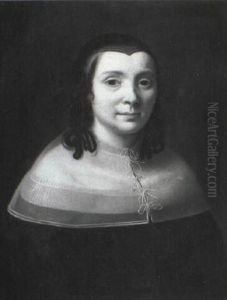 Portrait Of A Lady Wearing A Black Costume And A Linen Collar by Cesar Boetius van Everdingen