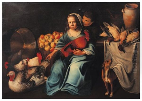 Jeune Fille Aux Pommes Et Poules - view 1