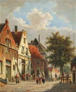 View Of A Dutch Town by Adrianus Eversen